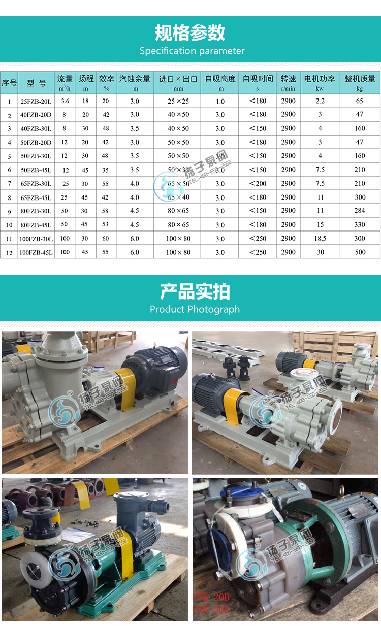 FZB氟塑料自吸泵性能參數(shù)說(shuō)明